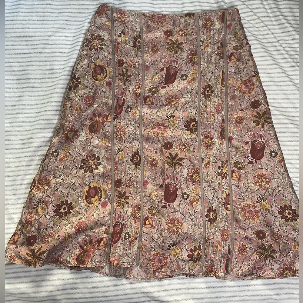 MIDI SILK FLORAL SKIRT